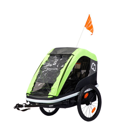 Przyczepka Rowerowa Hamax Avenida Twin Amortyzowana - Limonkowa  