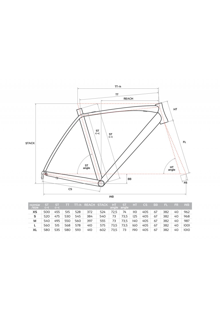 xs road bike frame size