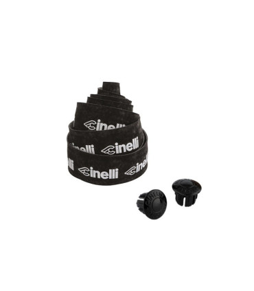 CINELLI Velvet Black With Logo White  Bicycle Handlebar Tape