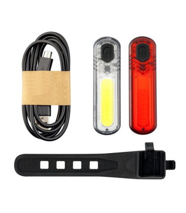 Zestaw Lamp Rowerowych LED, MACTRONIC DUO SLIM, 60/18 lm