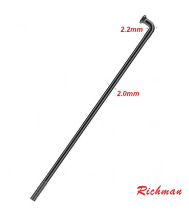 Szprychy RICHMAN SR14 256mm Nierdzewne Wzmacniane 2.2mm Stalowe Czarne 36 Sztuk