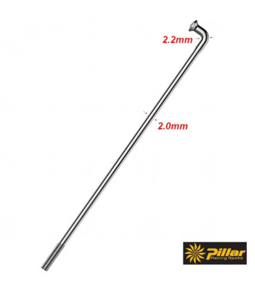 Szprychy PILLAR PSR14 256mm Nierdzewne Wzmacniane 2.0/2.2mm Srebrne 18 Sztuk