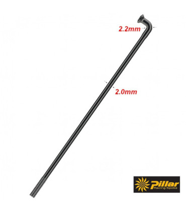 PILLAR PSR14 296mm 2.0/2.2mm Stainless Steel Spokes, Black, Set of 18pcs. Bicycle, Bike Spokes