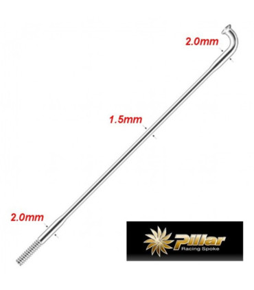 PILLAR PDB1417 250mm Stainless Steel Bicycle Spokes, Silver, Set of 18pcs.