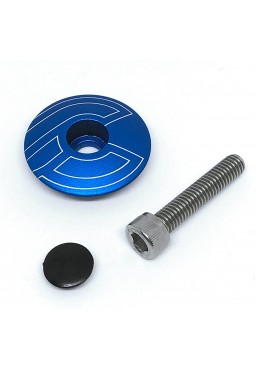Cinelli Bicycle Top Cap Aluminum Blue with bolt, nut and plug