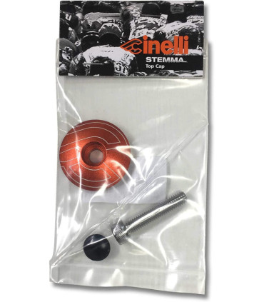 Cinelli Bicycle Top Cap Orange Aluminum with bolt, nut and plug
