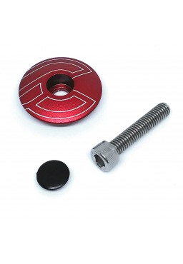 Cinelli Bicycle Top Cap Red Aluminum with bolt, nut and plug