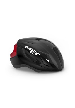 MET STRALE bicycle helmet, black red gloss, size M