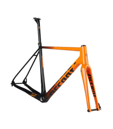 ACCENT CX-ONE Carbon Cyclocross Bike Frame (Frame+Fork+Headset, Suspension seatpost) blue green, Size L (56 cm)