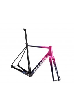 ACCENT CX-ONE Carbon Cyclocross Bike Frame (Frame+Fork+Headset, Suspension seatpost) pink, Size XS (50 cm)