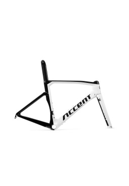 ACCENT Cyclone Carbon Road Bike Frame (frame, fork, seatpost, clamp) pearl white, Size L (54 cm)