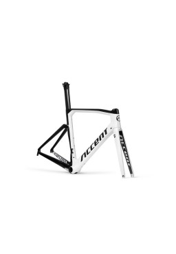 ACCENT Cyclone Carbon Road Bike Frame (frame, fork, seatpost, clamp) pearl white, Size M (52 cm)