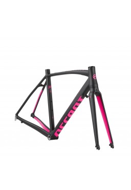 ACCENT Piuma Road Bike Frame (frame, fork, headsets) black pink, Size L (55 cm)