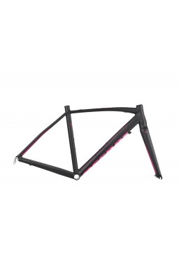 ACCENT Piuma Road Bike Frame (frame, fork, headsets) black pink, Size L (55 cm)