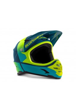 Bluegrass INTOX bicycle helmet, blue yellow fluo matt, size L