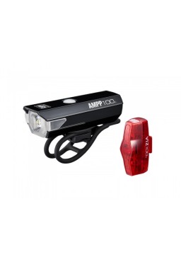 Zestaw lamp rowerowych Cateye AMPP 100 HL-EL041RC / ViZ100 TL-LD800B