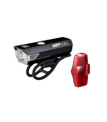 Cateye Bicycle Lamp Set AMMP 100 HL-EL041RC / ViZ100 TL-LD800B
