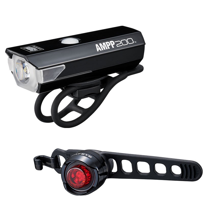 Cateye Bicycle Bike Light Set AMPP 200 HL-EL042RC / ORB SL-LD160-R