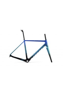 ACCENT CX-ONE Carbon Cyclocross Bike Frame (Frame+Fork+Headset, Suspension seatpost) blue green, Size XL (58 cm)