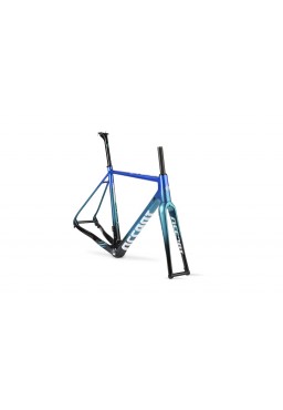 ACCENT CX-ONE Carbon Cyclocross Bike Frame (Frame+Fork+Headset, Suspension seatpost) blue green, Size XS (50 cm)