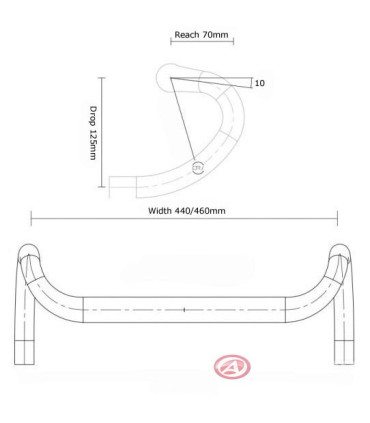 Author Gravel Handlebar ACO-HB-GRAVEL X8 460mm, Black