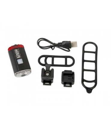 Lampa przednio-tylna Author DoubleShot 250/12 lm USB, czarna