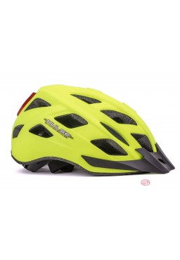 Kask rowerowy AUTHOR PULSE LED X8 żółty fluo 52-58 cm (z lampką tylną)