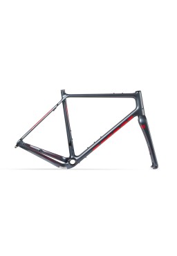 Rama gravel ACCENT Freak Carbon szaro-czerwona, rozmiar XS (rama, widelec, stery)