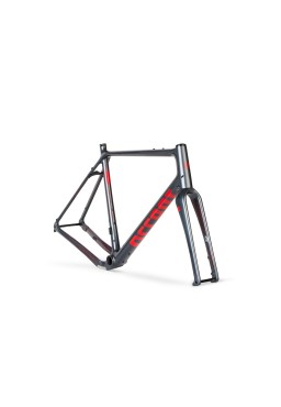 Rama gravel ACCENT Freak Carbon szaro-czerwona, rozmiar XS (rama, widelec, stery)