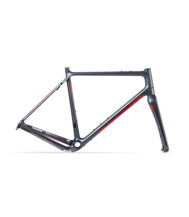 Rama gravel ACCENT Freak Carbon szaro-czerwona, rozmiar XS (rama, widelec, stery)