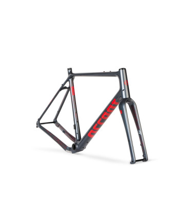 ACCENT Freak Carbon Gravel Bike Frame, grey red, size XS (Frame+Fork+Headset)