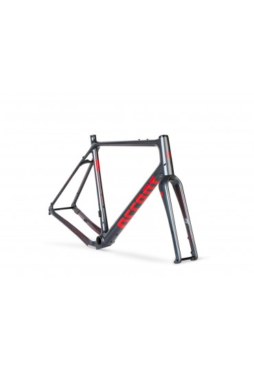 ACCENT Freak Carbon Gravel Bike Frame, grey red, size XS (Frame+Fork+Headset)