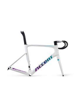 ACCENT Cyclone Carbon Disc Road Bike Frame (frame, fork, handlebar, seatpost, seat clamp, headset) fresh white, Size S
