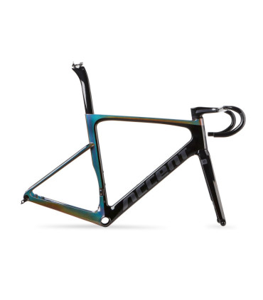 ACCENT Cyclone Carbon Disc Road Bike Frame (frame, fork, handlebar, seatpost, seat clamp, headset) fresh white, Size XS