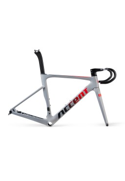 ACCENT Cyclone Carbon Disc Road Bike Frame (frame, fork, handlebar, seatpost, seat clamp, headset), racing grey, Size XS