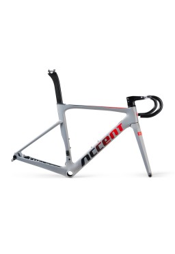 ACCENT Cyclone Carbon Disc Road Bike Frame (frame, fork, handlebar, seatpost, seat clamp, headset), racing grey, Size S