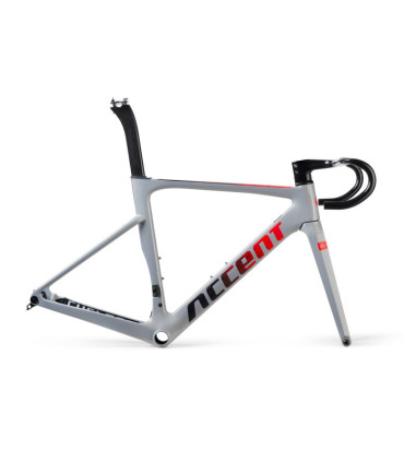 ACCENT Cyclone Carbon Disc Road Bike Frame (frame, fork, handlebar, seatpost, seat clamp, headset), ocean blue, Size XS