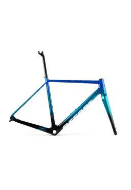 ACCENT CX-ONE Carbon Cyclocross Bike Frame (Frame+Fork+Headset, Suspension seatpost) blue green, Size M (54 cm)