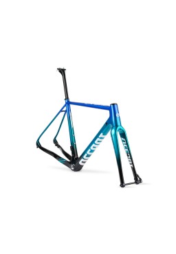 ACCENT CX-ONE Carbon Cyclocross Bike Frame (Frame+Fork+Headset, Suspension seatpost) blue green, Size M (54 cm)