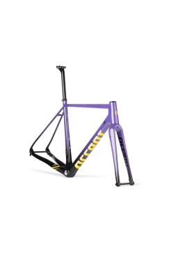 ACCENT CX-ONE Carbon Cyclocross Bike Frame (Frame+Fork+Headset, Suspension seatpost) violet yellow, Size L