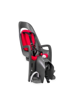 Fotelik rowerowy Hamax Caress szary, czerwona wyściółka z adapterem na bagażnik