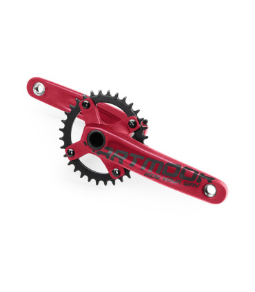 Korba MTB Rock v.2 zębatka narrow-wide 32T, z zewn. łożyskami suportu, 175mm, czerwona mat anod.