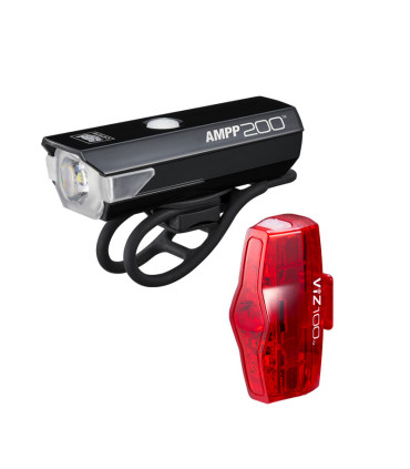 CatEye AMPP 200 / VIZ100 – zestaw lamp USB-C