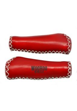 Leather Handlebar Grips, Red - for Beach Cruiser, Urban Bicycle