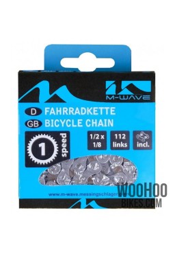 M-Wave 1/2" x 1/8” Single Speed Chain for Fixie Bike, Fixed Gear, Track Bicycle - 112L