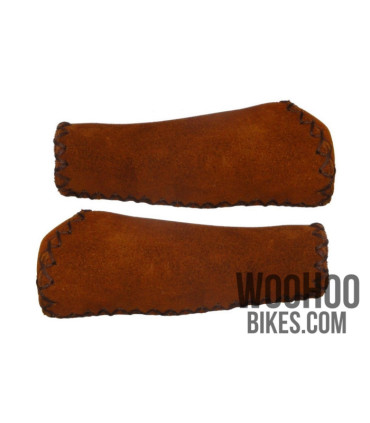 Chamois Leather Handlebar Grips, Brown - Beach Cruiser, Urban Bicycle