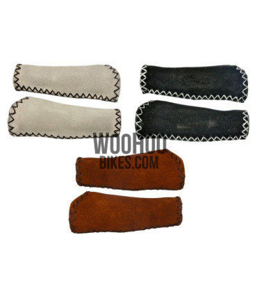 Chamois Leather Handlebar Grips, Brown - Beach Cruiser, Urban Bicycle