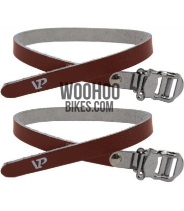 Skórzane Paski do Nosków Pedałów VP-715 Ostre Koło Fix Brązowe