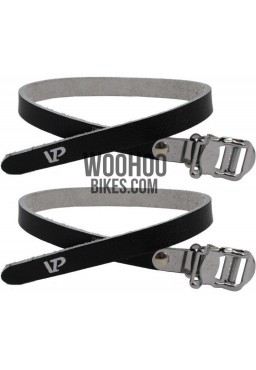 VP-715 Toe Clip Synthetic Leather Pedal Straps Black